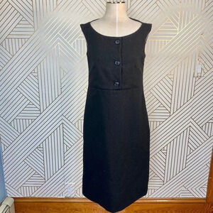 Nuovo Borgo Black Wool Button Pencil Dress